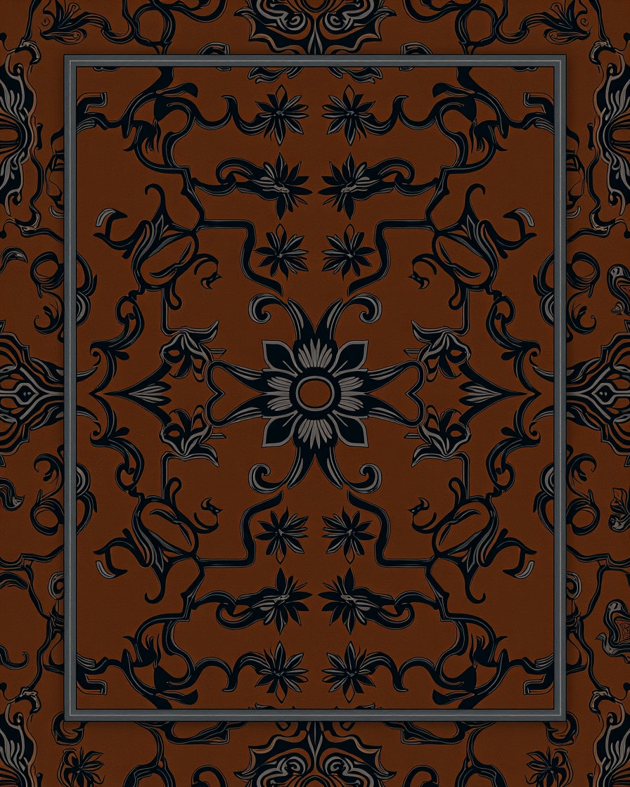 Baroque Floral Inky Indigo Rug