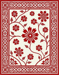 Classic Red Floral Border Design Rug