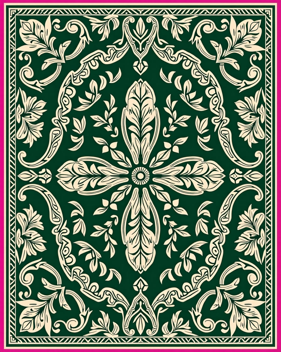 Ornate Floral Symmetry Pattern Rug