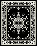 Ornate Black Cream Medallion Border Rug