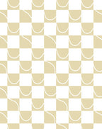 Dashed Curve Checkerboard Design Rug