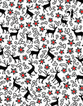 Black Deer Red Bloom Whimsical Art Rug