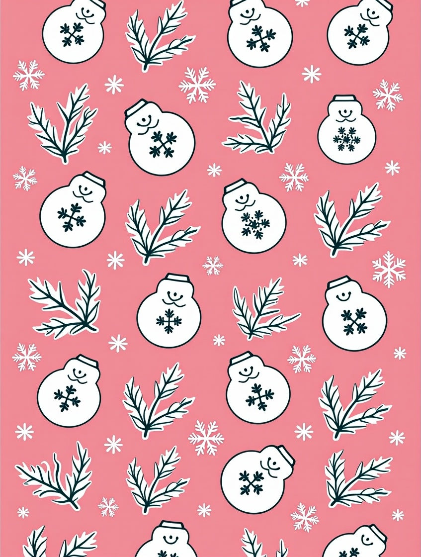 Winter Snowman Branch Coral Backdrop Rug