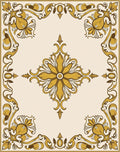 Ornate Golden Floral Scroll Rug