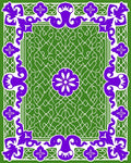 Ornate Purple Green Floral Pattern Rug