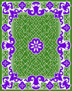 Ornate Purple Green Floral Pattern Rug