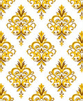 Elegant Golden Damask Pattern Design Rug