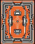 Bold Geometric Orange Black White Design Rug