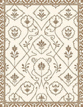 Brown floral damask ornate Rug