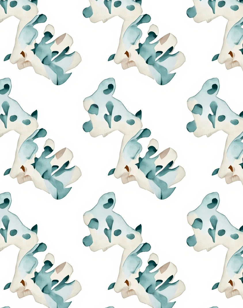 Soft Teal Abstract Organic Pattern Rug