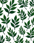 Dark Green Leaf Patterned Design Rug