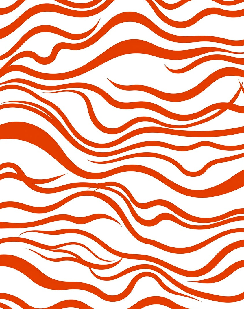 Bright Orange Abstract Fluid Lines Rug