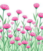 Pink Daisy Field Pattern Rug