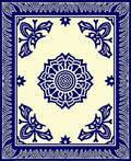 Classic Blue Floral Mandala Border Rug
