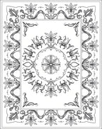 Ornate Floral Scrollwork Panel Design Rug