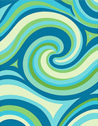 Cool Swirl Blue Green Abstract Rug