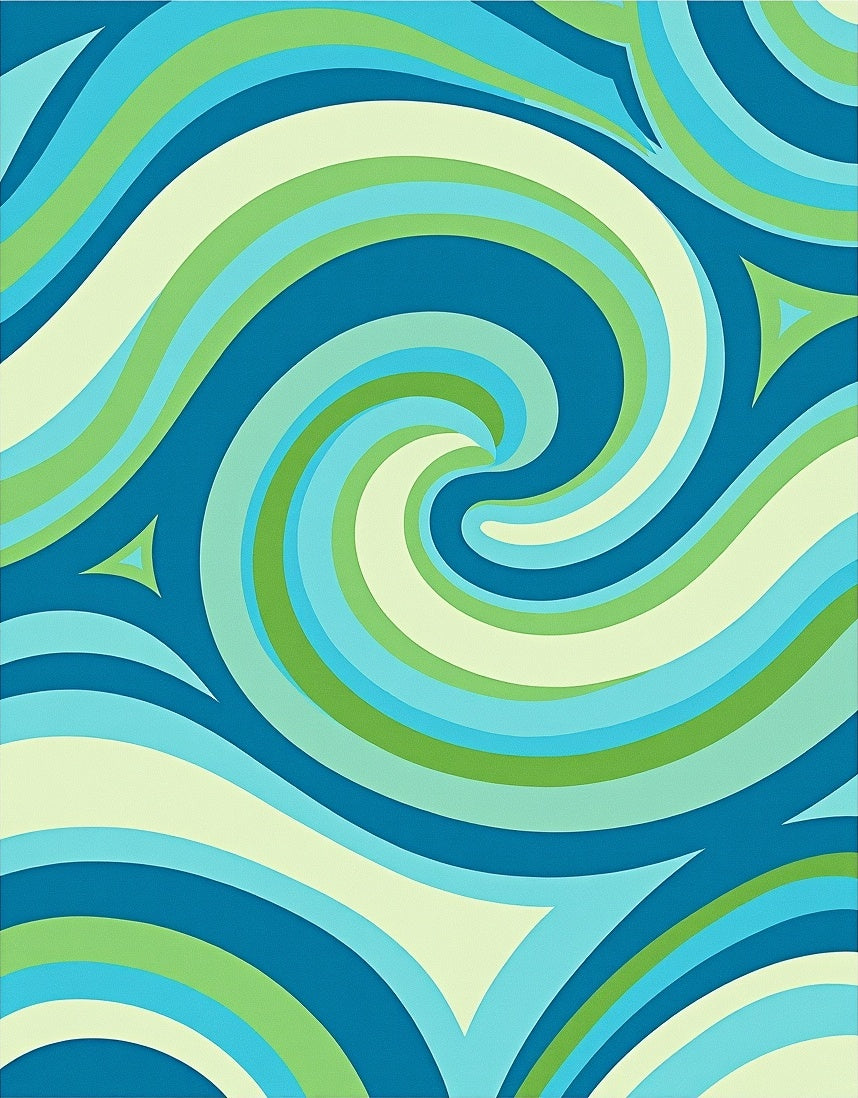 Cool Swirl Blue Green Abstract Rug