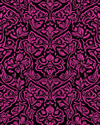 Bright Pink Floral Damask Pattern Rug