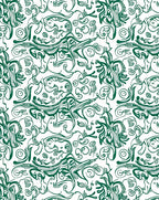 Dark Green Abstract Swirl Pattern Rug