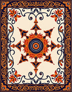 Vibrant Floral Sunburst Mandala Rug