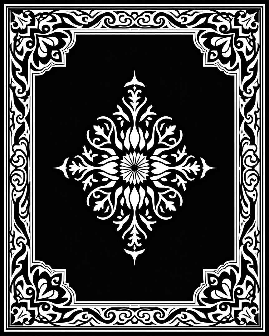 Classic White Floral Frame Design Rug