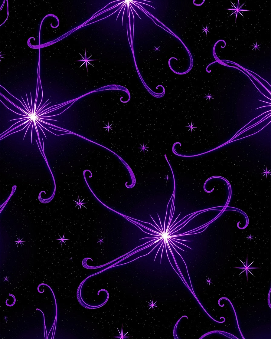 Cosmic Swirls With Star Pattern Rug