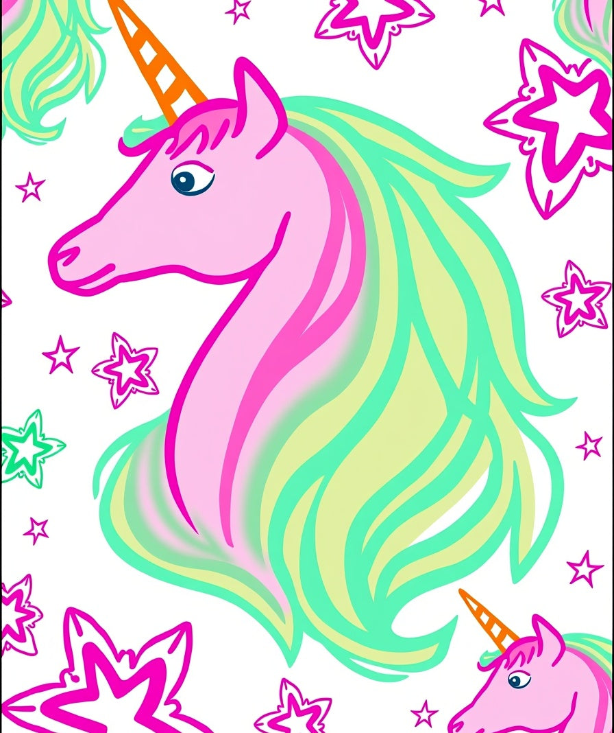 Pink Unicorn With Rainbow Mane Rug