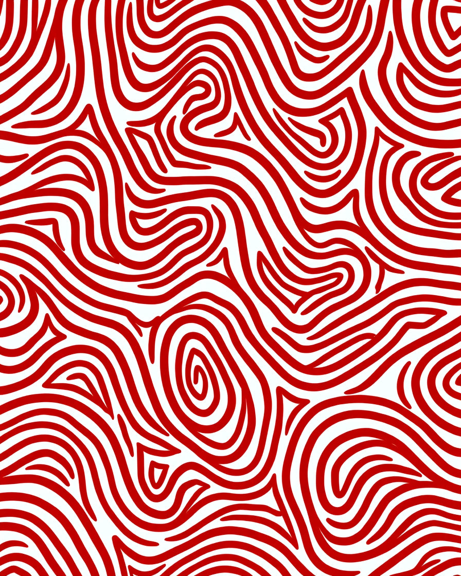 Red Swirling Lines Abstract Rug
