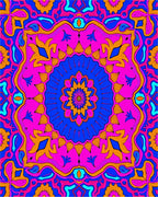 Vibrant Magenta Blue Floral Medallion Rug