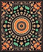 Vibrant Floral Mandala Pattern Rug
