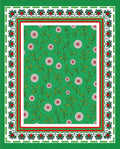 Green Floral Leaf Pattern Rug