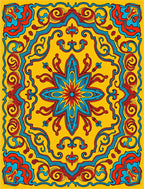 Sunny Yellow Red Blue Floral Pattern Rug