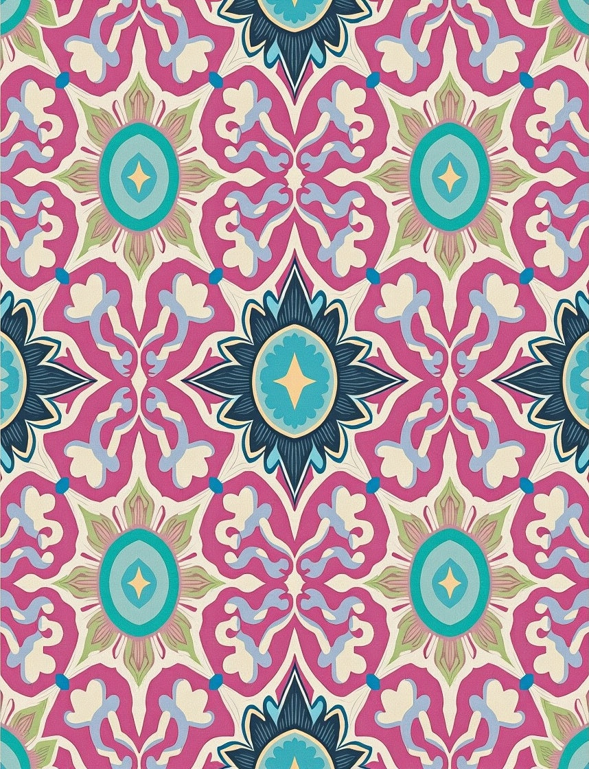Mandala Pattern Floral Pink Rug