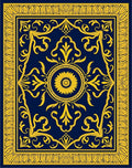 Classic Navy Gold Floral Medallion Rug