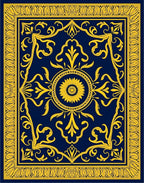 Classic Navy Gold Floral Medallion Rug