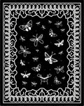 Bold Black White Butterfly Pattern Rug