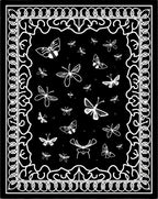 Bold Black White Butterfly Pattern Rug