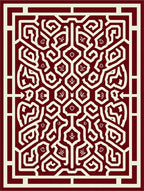 Ornate Red Geometric Vine Pattern Rug