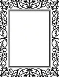 Black Vintage Floral Scroll Border Rug