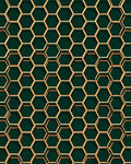 Gold Hexagonal Patterned Geometric Rug