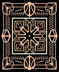 Black Rose Gold Geometric Floral Rug