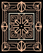 Black Rose Gold Geometric Floral Rug