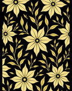 Golden Floral Vines on Black Background Rug