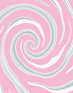 Pink White Swirl Pattern Rug