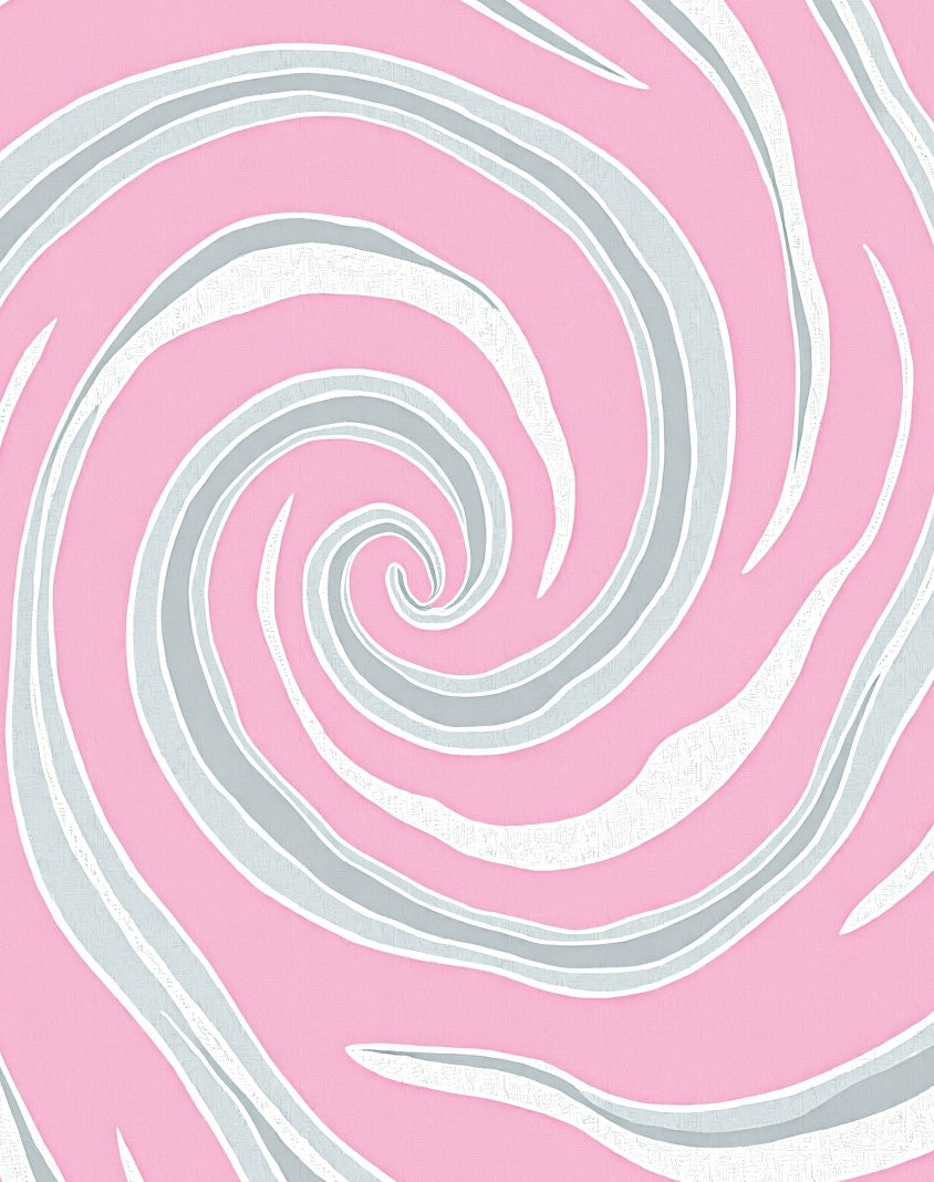 Pink White Swirl Pattern Rug