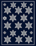White Snowflake Medallion Navy Rug
