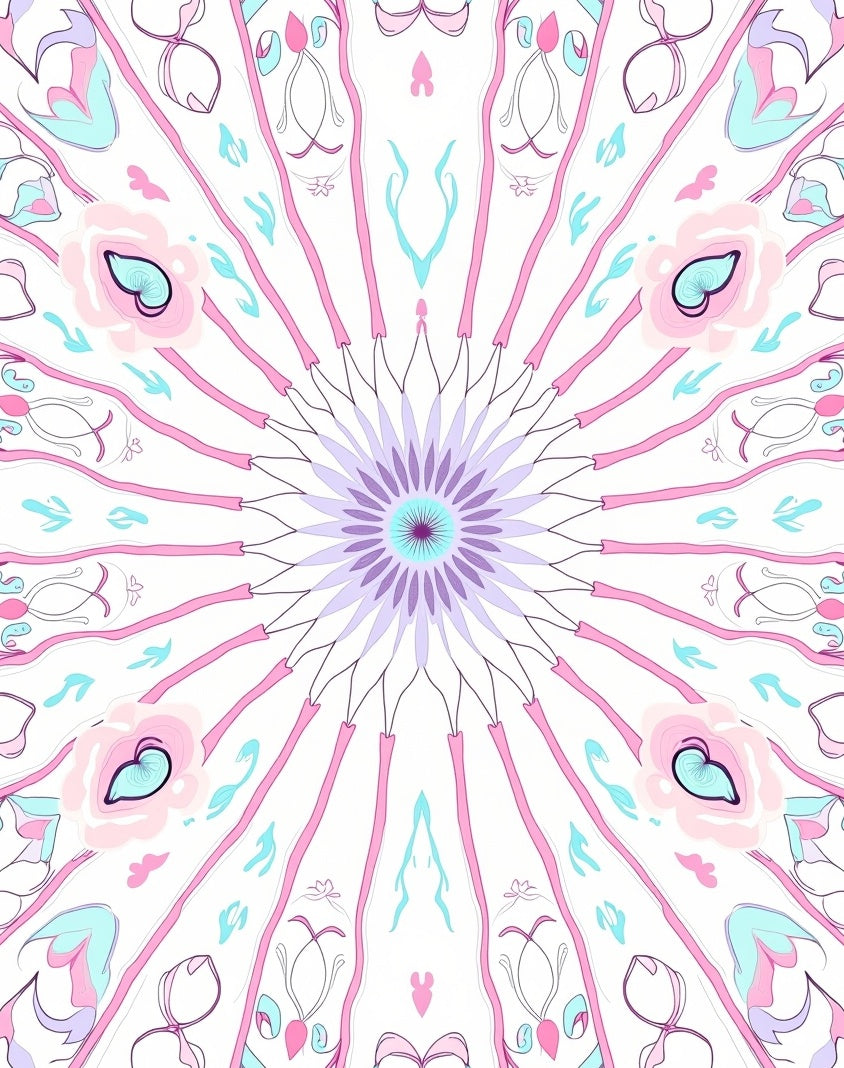 Floral Symmetry Pastel Pink Aqua Rug