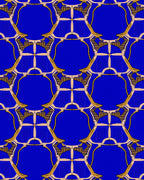 Geometric Art Deco Blue And Gold Rug