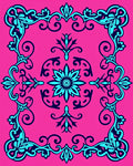Bright Floral Scrollwork Pattern Rug