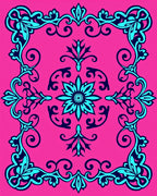 Bright Floral Scrollwork Pattern Rug